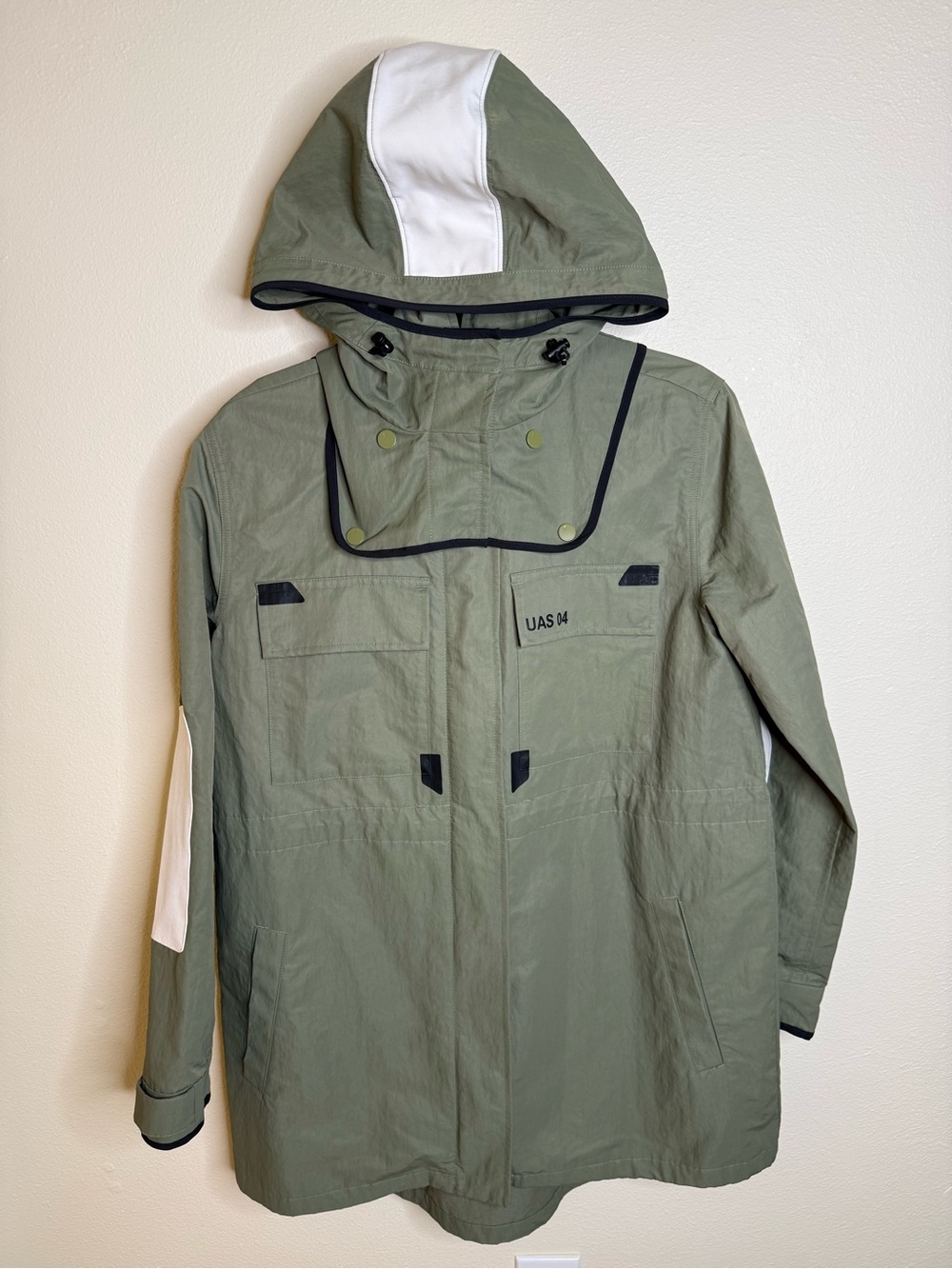 UAS-04 Designer Jacket Men's S Military/Olive Green Hooded MultiPocket Oversized